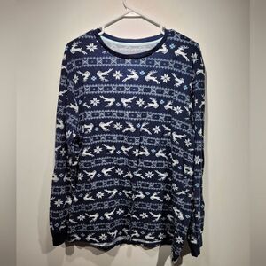 Blue‎ holiday long sleeve shirt reindeer snowflake design